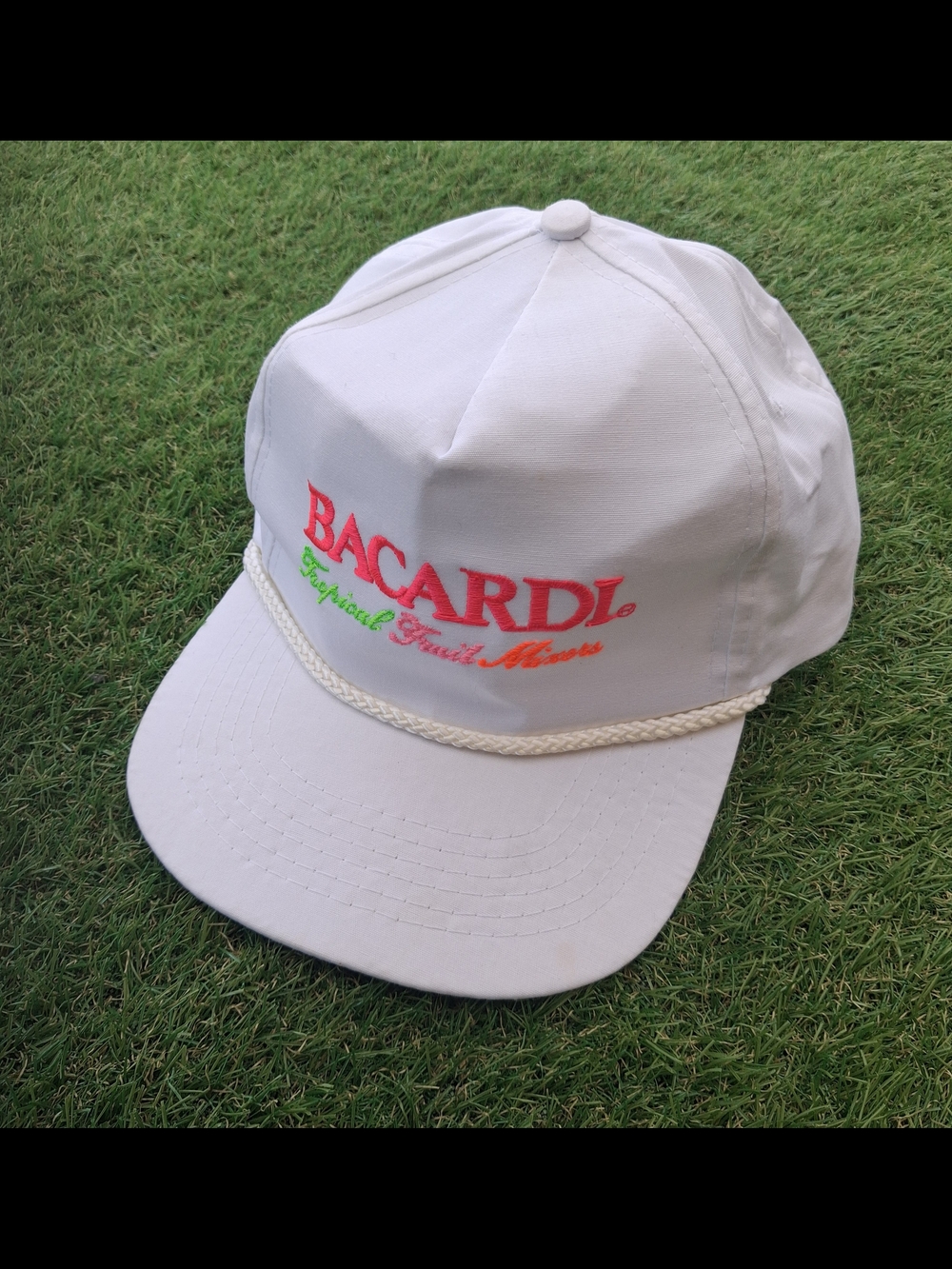 Vintage Bacardi White Logo Rope-Brim Baseball Cap